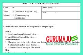 Soal Uh Ph Kelas 6 Tema 9 Kurikulum 2013 Revisi 2018 Guru Maju