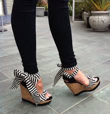 Black And White Striped Wedges Black Skinny Jeans Black White Stripe Tie Wedges 3 Cute Wedges Pretty Shoes Shoemint