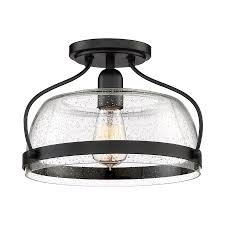Quoizel Henderson 12 5 In Black Farmhouse Semi Flush Mount Light In The Flush Mount Lighting Department At Lowes Com