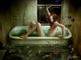 Illustrations By Cynthia Sheppard Caught My Sister In The Bath Shortly Before She Was About To Be Eaten By Swamp Creatures Doe Photoshop Illustration Poses