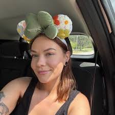 White and Green Floral Ears Pearl Mickey Ears Minnie Mouse Ears Disney Gift 