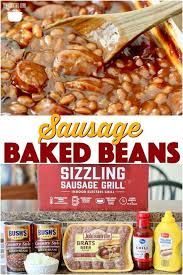Easy Sausage Baked Beans Dinner Idea Baked Beans Rezept Rezepte Barbecue Rezepte