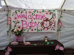 Baby Shower Banner Pink Monkey Theme Baby Shower Baby Shower Banner Pink Monkeys