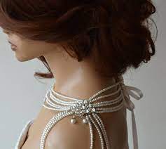Pearl Shoulder Necklace Wedding Dress For Shoulder Jewelry Bridal Shoulder Necklace Rhinestone And Pearl Bridal Jewelry Accessories Shoulder Necklace Shoulder Jewelry Bridal Accessories Jewelry