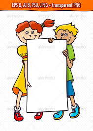 Kids With A Banner Vector Graphics Design Illustration Design Banner