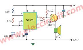 5 Circuits Of 555 Alarm Sound And Tone Generator Eleccircuit Com Circuit Circuit Projects Electronics Projects