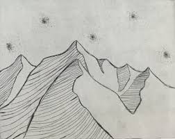 Mountain Hard Ground Print Rachael E Worthington ­lightly draw a line across the page for the horizon. rachael e worthington