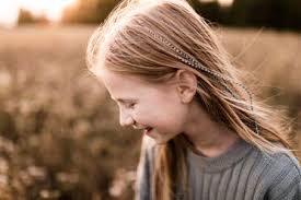 Portrait of laughing girl stock photo