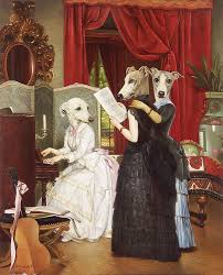 Today In People With Animal Heads The Singing Debutante Sisters Flash In The Pan Or Solid Gold Dog Portraits Pet Portraits Dog Art