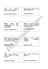 If you fail, then bless your heart. English Worksheets Trivia Questions Art And Literature