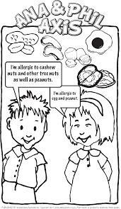Colouring In Page Ana Phil Axis Allergyaware Com Au Food Allergies Kids Meals Allergies
