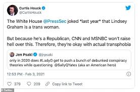 If reports are accurate that president biden is refusing to sign a bipartisan deal unless reconciliation is also passed, that would be the ultimate deal breaker for me. Jen Psaki Slammed For Tweet Calling Sen Lindsey Graham Lady G Daily Mail Online