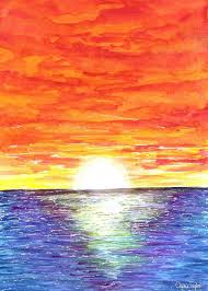 This tutorial focuses heavily on blending with. Ocean Sunset By Cherie Taylor Ocean Painting Beach Sunset Painting Watercolor Sunset