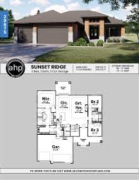 1 Story Modern Style House Plan Sunset Ridge Modern Style House Plans Model House Plan Prairie Style Houses