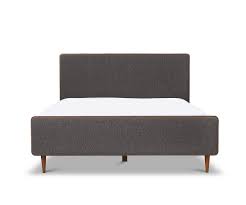 Holfred Bed Headboard And Footboard Grey Upholstery Warm Wood
