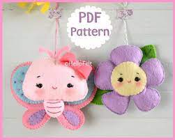 Pdf Pattern Butterfly And Flower Felt Animal Pattern Felt Etsy Felt Crafts Patterns Felt Animal Patterns Felt Animal Pattern
