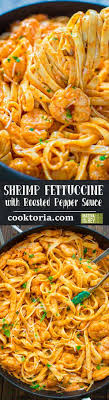 Rich And Creamy Hearty And So Flavorful This Shrimp Fettuccine With Roasted Pepper Sauce Tastes Better Than A Restaurant Cooked Recipes Food Seafood Recipes