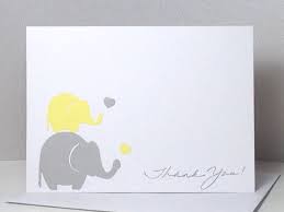 Elephant Baby Shower Handmade Thank You Card Set Gray And Yellow Baby Shower Cards Gender Neu Handmade Thank You Cards Baby Shower Cards Baby Thank You Cards