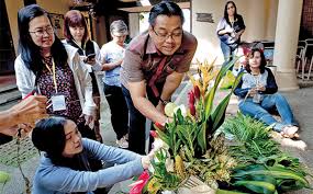Bunga mangga merupakan bunga majemuk, rangkaian bunganya berbentuk kerucut yang melebar di bagian bawah. Rangkaian Bunga Tangga Memuji Tuhan Hidupkatolik Com