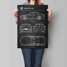 Used bmw e39 for sale. Bmw E39 M5 Car Poster Retro Patent Blueprint Art Print Ebay