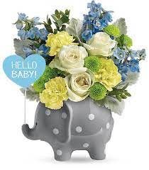 Celebrate new life with beautiful new baby flowers! Hello Sweet Baby Boy By Teleflora In Denver Co Floral Expressions