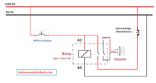 Resistor r1 and r4 work as a every inductor coil (in relay)produces equal and opposite emf when switched off suddenly, this. Relay Latching Circuit Using Push Button Instrumentation Tools