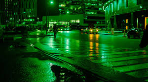 Where you create spaces as bold as … Green Lights Road Buildings Vehicles During Nighttime Hd Green Aesthetic Wallpapers Hd Wallpapers Id 82709