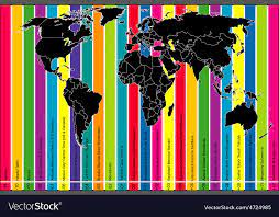 World Time Zone Map Pdf Colorful Background With World Map And Time Zones Vector Image