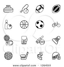 58 football clipart black and white vector / images. Clipart Of Black And White Sports Equipment Icons Royalty Free Vector Illustration By Atstockillustration 1264501