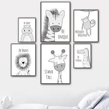 Target/home/home decor/wall decor/wall art/hippo : Lion Giraffe Zebra Monkey Hippo Wall Art Canvas Painting Nordic Posters And Prints Nursery Wall Pictures Baby Kids Room Decor Wish
