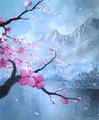Japanese Sakura Beautiful Abstract Art Original Oil Painting Spring Landscape Pink Cherry Blossom Cherry Blossom Painting Sakura Painting Cherry Blossom Art