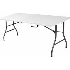 6 Centerfold Table Premium High Density Solid Resin Top Sturdy Metal Frame Shatter Weather Resistant Ta Folding Table Folding Dining Table Table And Chairs