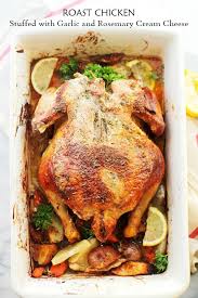 Roast Chicken Stuffed With Garlic And Rosemary Cream Cheese Www Diethood Com Easy Recipe For Roast Ch Roast Chicken Recipes Chicken Recipes Poultry Recipes