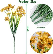 Outdoor artificial flowers can activate the outdoor space. Buy 20 Bundles Artificial Outdoor Flowers Uv Resistant Fake Flowers No Fade Faux Plastic Greenery Shrubs Garden Porch Window Box Decorating Yellow Online In Indonesia B08qrqc7tj