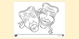 Learn about the costumes of ancient greece with our ancient greek children colouring page. Free Comedy And Tragedy Theatre Masks Colouring Sheet Twinkl