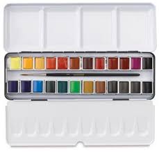 Sennelier French Artists Watercolor Set Metal Case Set Of 24 Colors Half Pans Blick Art Materials In 2020 Sennelier Watercolor Supplies French Artists