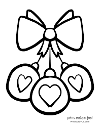Show your kids a fun way to learn the abcs with alphabet printables they can color. Here S A Nice Ornament For The Christmas Tree Three Hearts Held With A Pretty Bow Click On The Imag Christmas Bows Heart Christmas Ornaments Coloring Pages