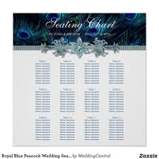 royal blue peacock wedding seating chart zazzle com