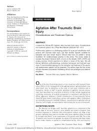 Pdf Agitation After Traumatic Brain Injury Considerations And Treatment Options
