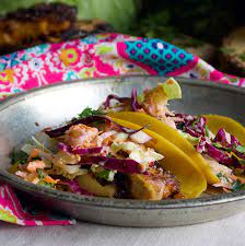 1 cup fresh pineapple, diced 1/2 red pepper, diced 1/2 combine the remaining ingredients to make the salsa, and top each fillet with salsa. Mahi Mahi Fish Tacos With Pineapple Coleslaw A Little And A Lot
