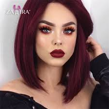 Burgundy Lace Front Bob Wigs For Women Anime Cosplay Wigs Like Human Hair Wig Vino Red Short Straight Wig 14 In 2020 Brunette Hair Color Burgundy Hair Magenta Hair