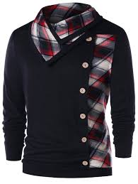 Black And Red Designer Shirt Plaid Button Embellished Heaps Collar Sweatshirt Black Red Xl Men Shirt Style Mens Kurta Designs Mens Fashion Suits