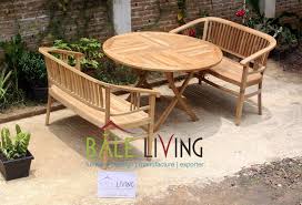 Round kitchen & dining room sets : Teak Garden Dining Set Round Table With Betawi Bench Indonesia Teak Garden And Indoor Furniture Manufaturer And Exporter