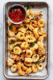 Fried Calamari Extra Crispy With Dipping Sauce Rasa Malaysia Calamari Recipes Fried Calamari Seafood Recipes