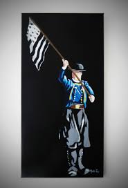 Le Porteur De Gwen Ha Du Tableau Breton Signe Peint A La Main Peintures Par Milid Peinture Drapeau Breton Breton