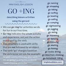 Confusing english grammar online, article, story, explanation, suggestion, youtube. How To Use Go Ing The Gerund To Describe Fun Activities English With Kim
