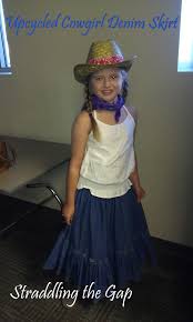 You can always get a diy cowgirl costume for halloween using the easiest of materials. Straddling The Gap Diy Upcycling Denim Cowgirl Skirt Costume
