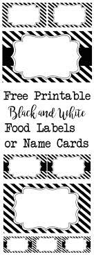Black And White Free Printable Labels Black And White Food Labels Or Name Cards Paper Trail Design Name Cards Birthday Card Printable Food Labels