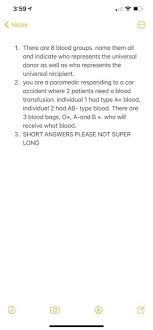 We did not find results for: 3 597 Notes 1 There Are 8 Blood Groups Name Them Chegg Com