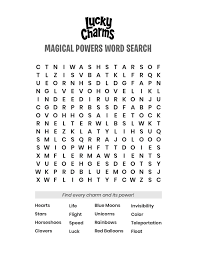 Lucky Charms Magical Powers Word Search Powerful Words Lucky Charm Magical Power